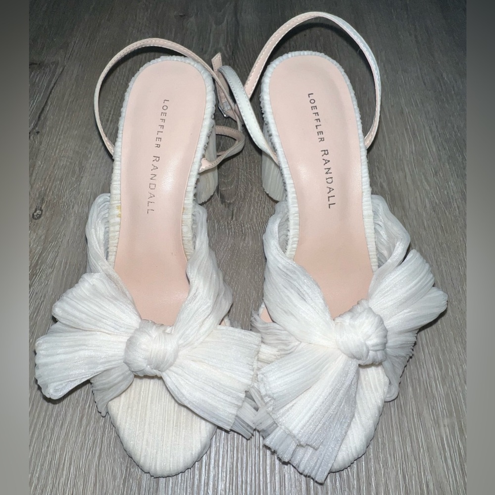 Camellia Pearl Pleated Bow Heel